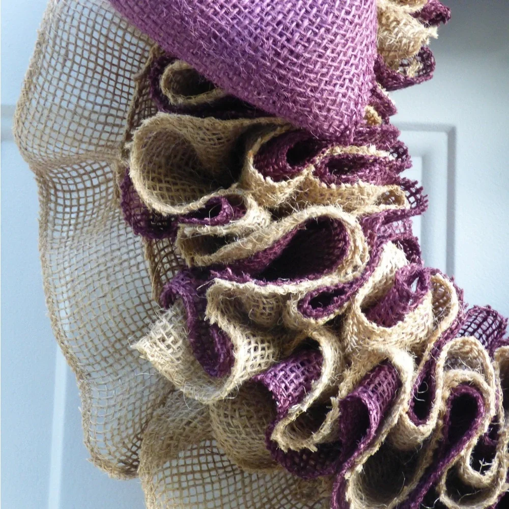 Burlap Wreath with Felt Flowers.